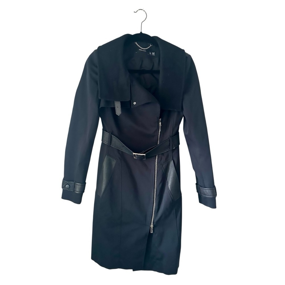KAREN MILLEN Black Trench Coat Size 4/EU36 - Picture 5 of 9